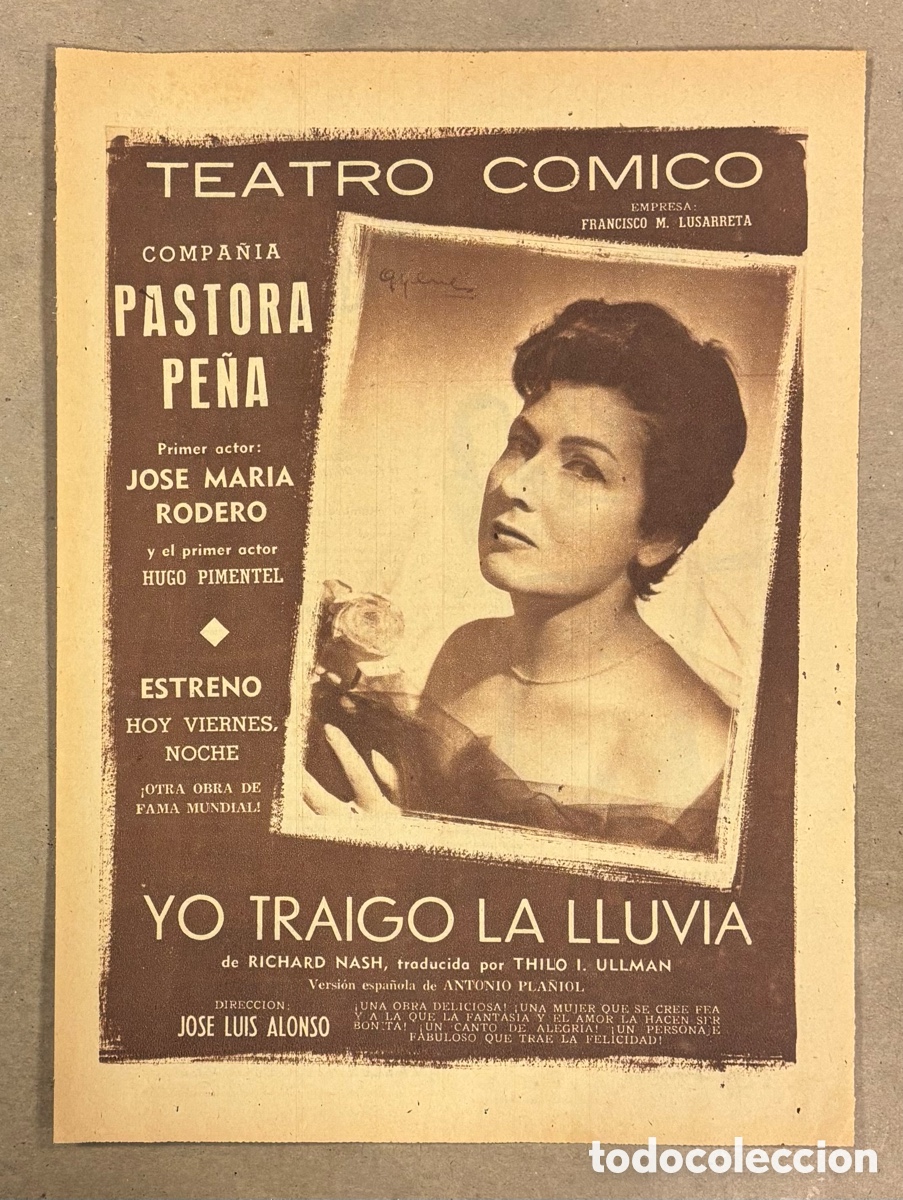 Otros art&iacute;culos de coleccionismo en papel: YO TRAIGO LA LLUVIA (PASTORA PE&Ntilde;A). ANUNCIO CARTEL TEATRO C&Oacute;MICO PERI&Oacute;DICO ABC A&Ntilde;O 1957.