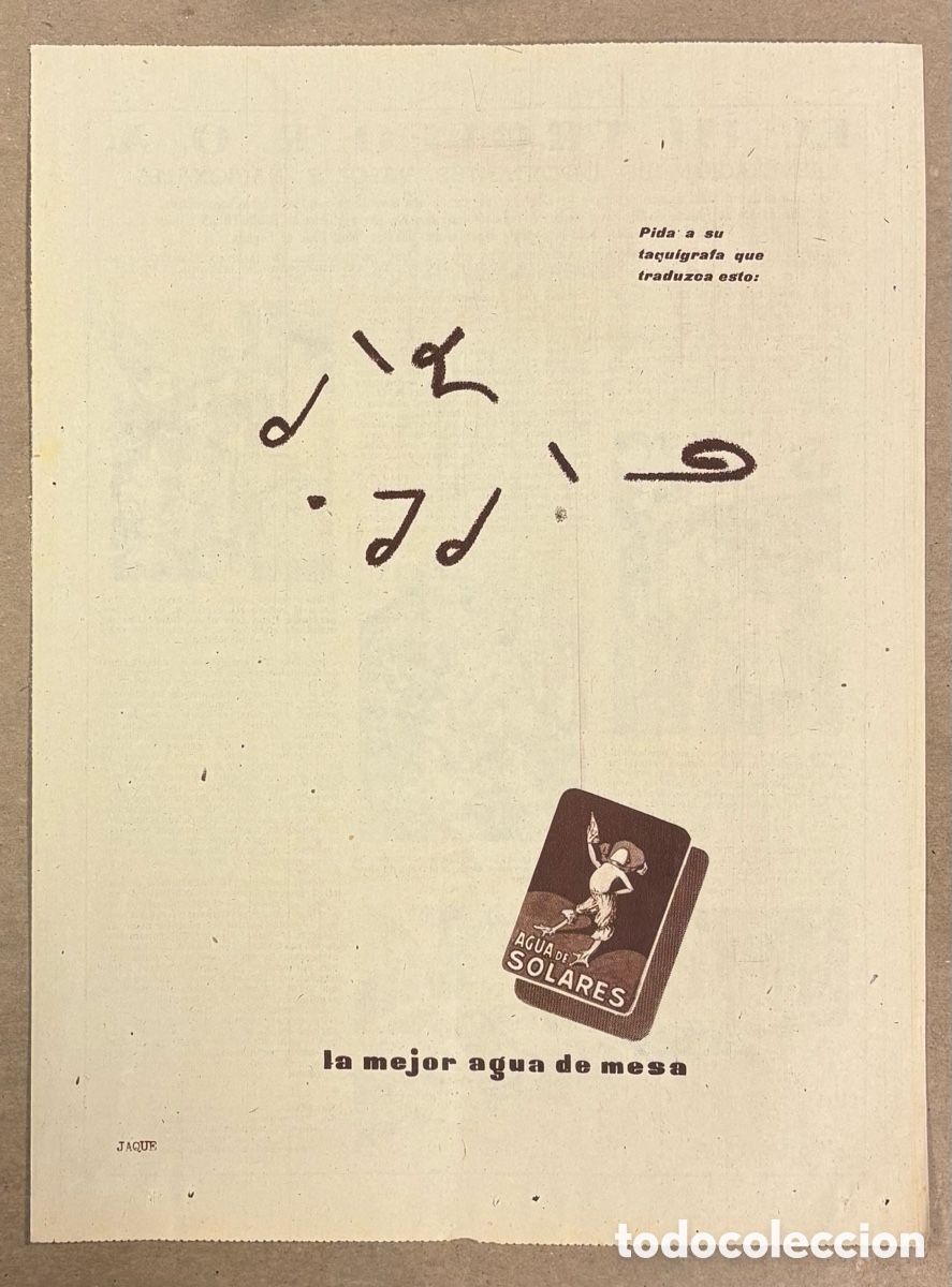 Otros art&iacute;culos de coleccionismo en papel: AGUA DE SOLARES. ANUNCIO PUBLICITARIO PERI&Oacute;DICO ABC A&Ntilde;OS 60.