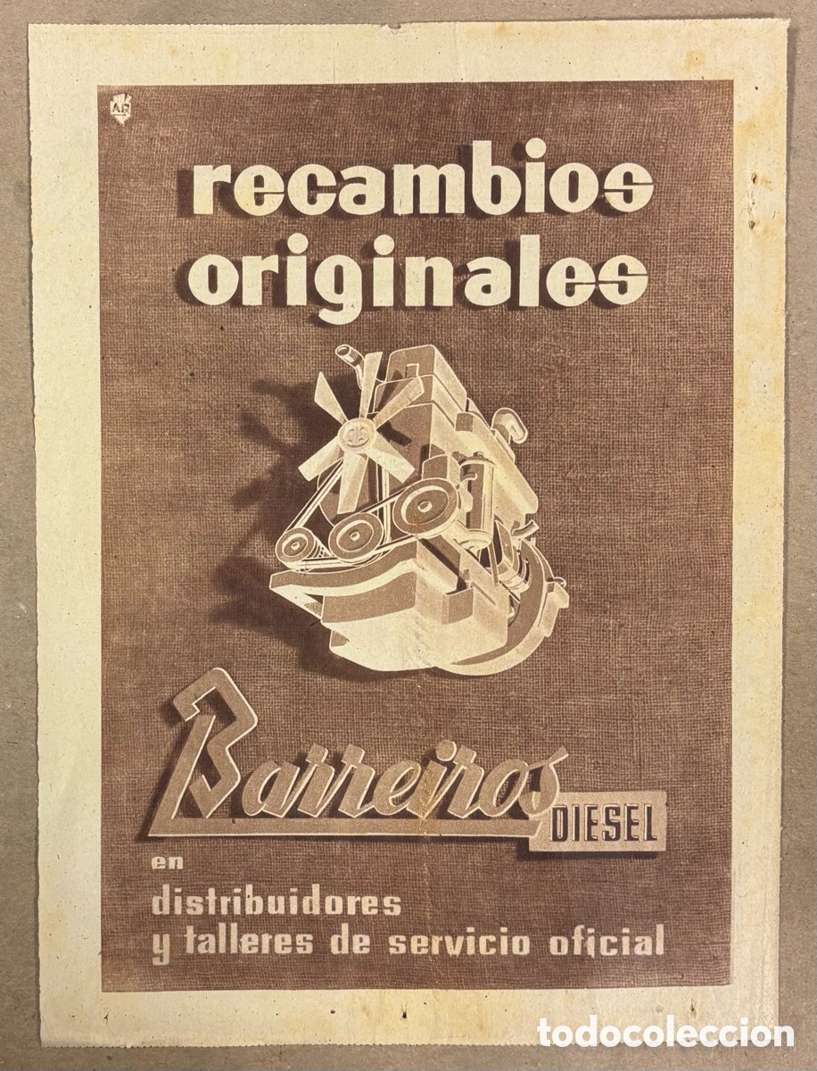 Otros art&iacute;culos de coleccionismo en papel: RECAMBIOS ORIGINALES MOTORES BARREIROS ANUNCIO PUBLICITARIO PERI&Oacute;DICO ABC A&Ntilde;O 1959.