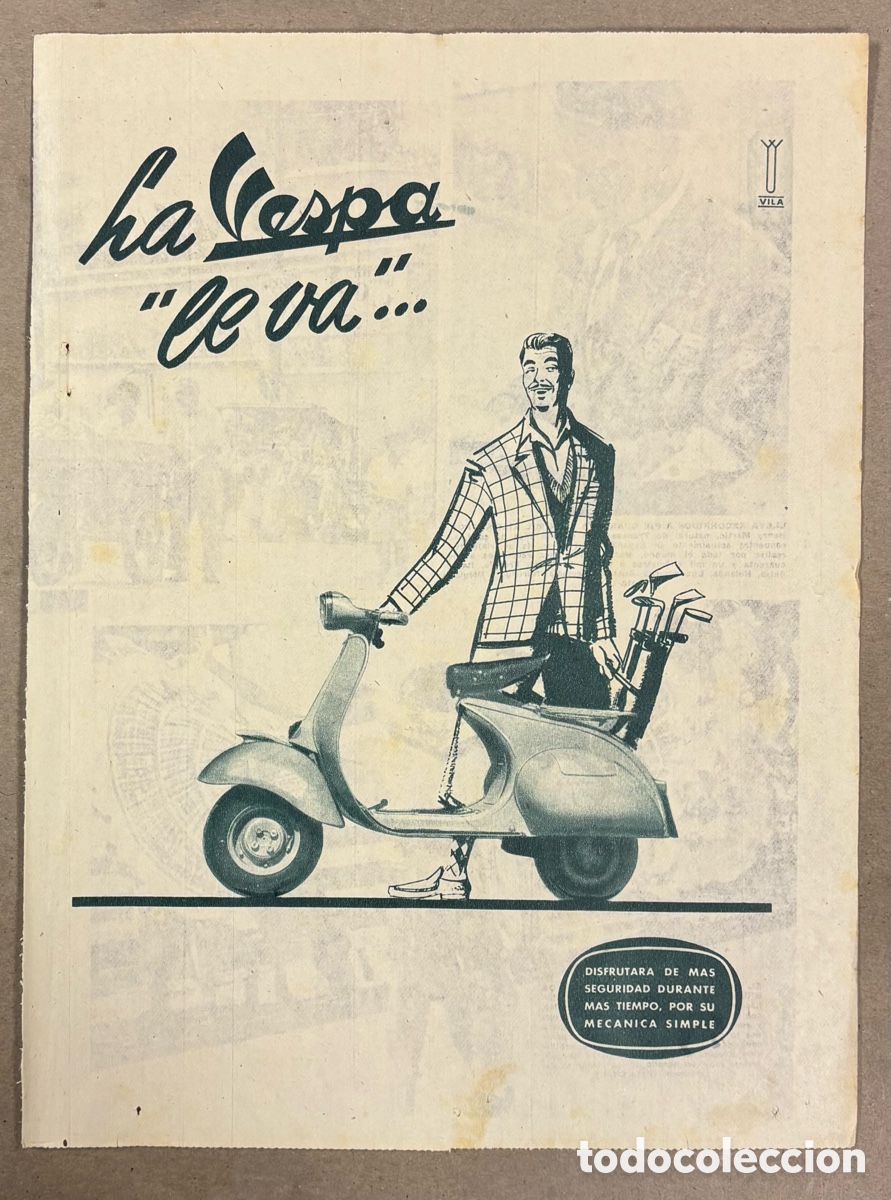 Otros art&iacute;culos de coleccionismo en papel: MOTOCICLETAS VESPA. ANUNCIO PUBLICITARIO PERI&Oacute;DICO ABC A&Ntilde;O 1956.