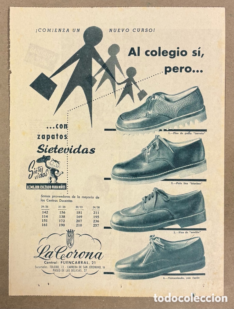 Otros art&iacute;culos de coleccionismo en papel: CALZADOS INFANTILES SIETEVIDAS. ANUNCIO PUBLICITARIO PERI&Oacute;DICO ABC A&Ntilde;O 1963. LA CORONA.