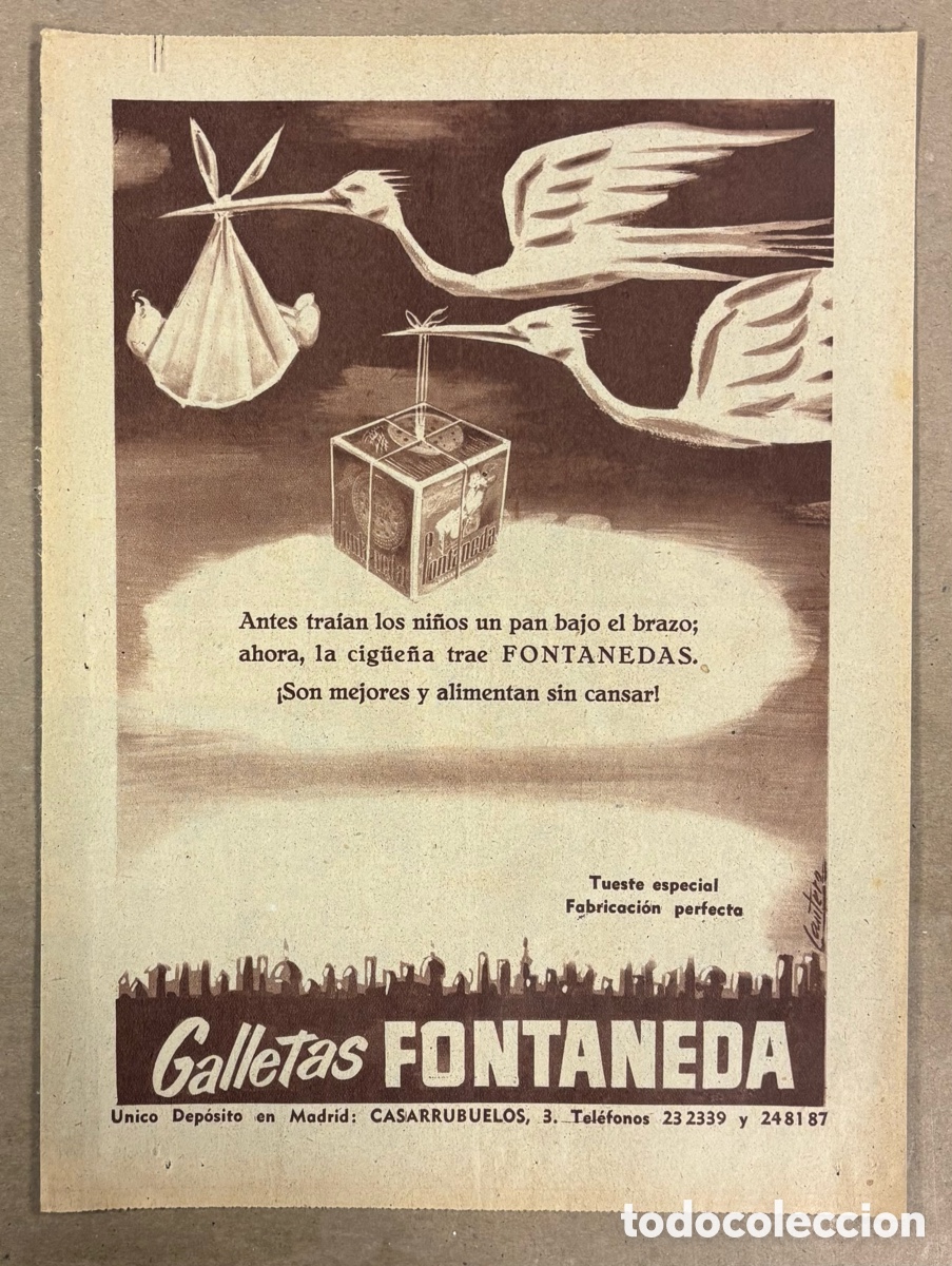 Otros art&iacute;culos de coleccionismo en papel: GALLETAS FONTANEDA. ANUNCIO PUBLICITARIO PERI&Oacute;DICO ABC A&Ntilde;O 1954.
