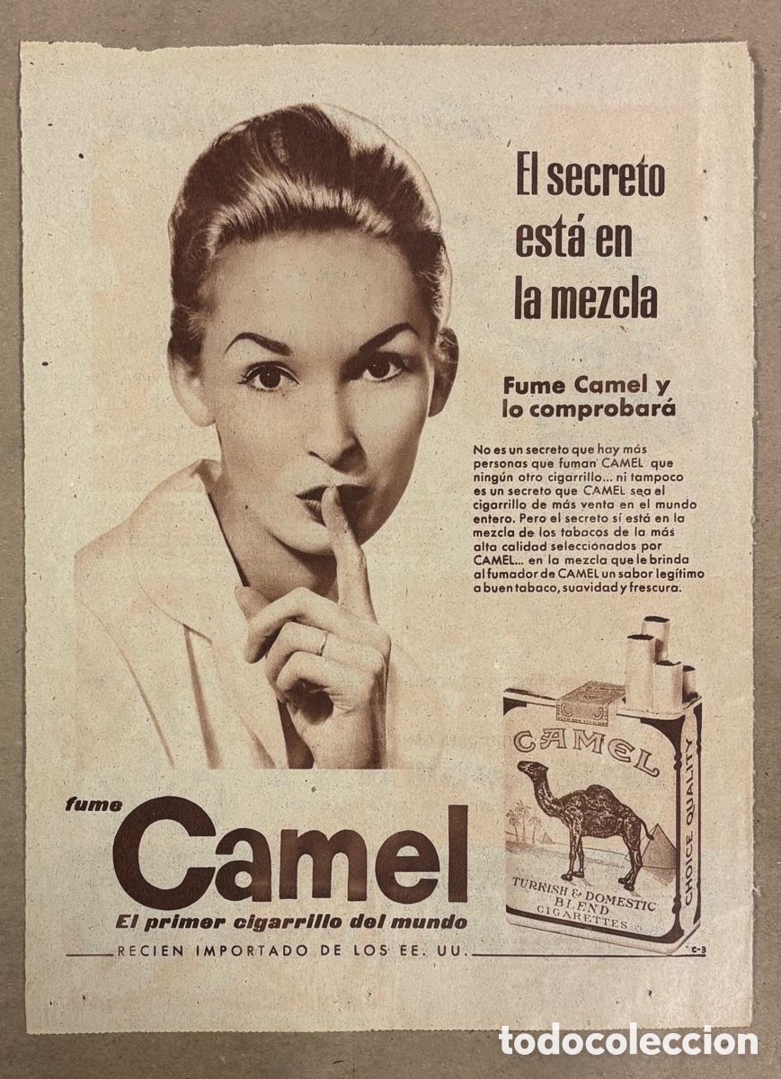Otros art&iacute;culos de coleccionismo en papel: CIGARRILLOS CAMEL. ANUNCIO PUBLICITARIO PERI&Oacute;DICO ABC A&Ntilde;O 1955