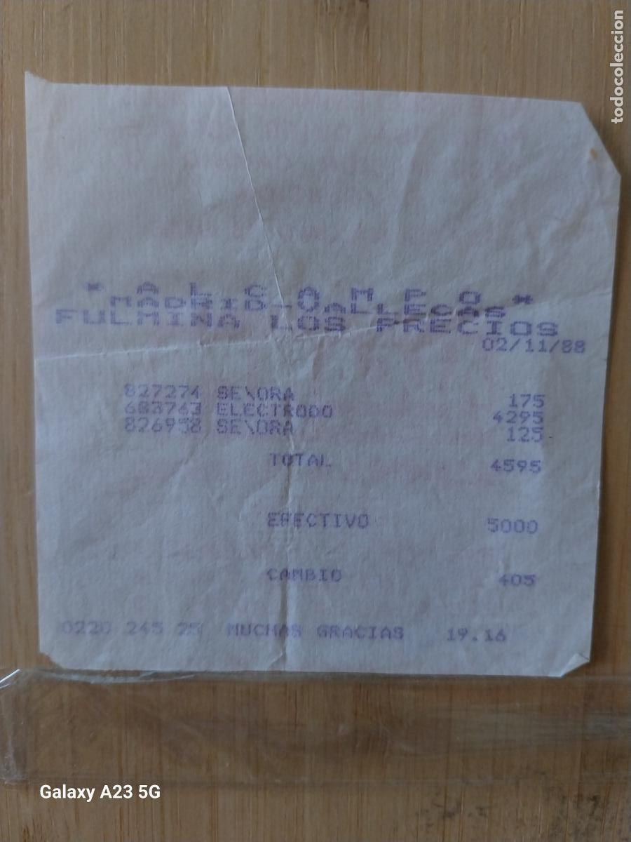Otros art&iacute;culos de coleccionismo en papel: ALCAMPO TICKET COMPRA 2 NOV 1988 MADRID VALLECAS