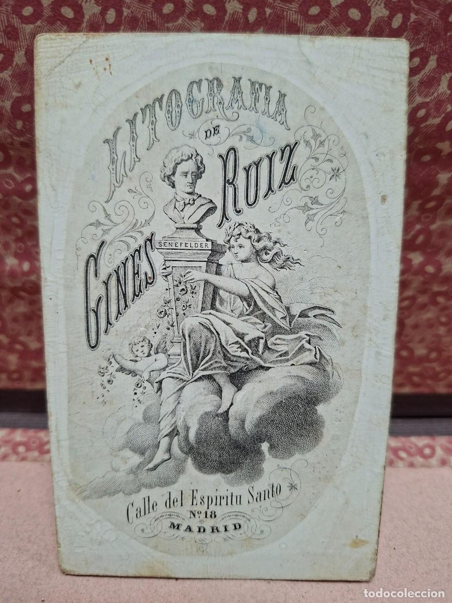 Otros art&iacute;culos de coleccionismo en papel: ANTIGUA TARJETA COMERCIAL PUBLICIDAD LITOGRAFIA GINES RUIZ ESPIRITU SANTO MADRID S XIX
