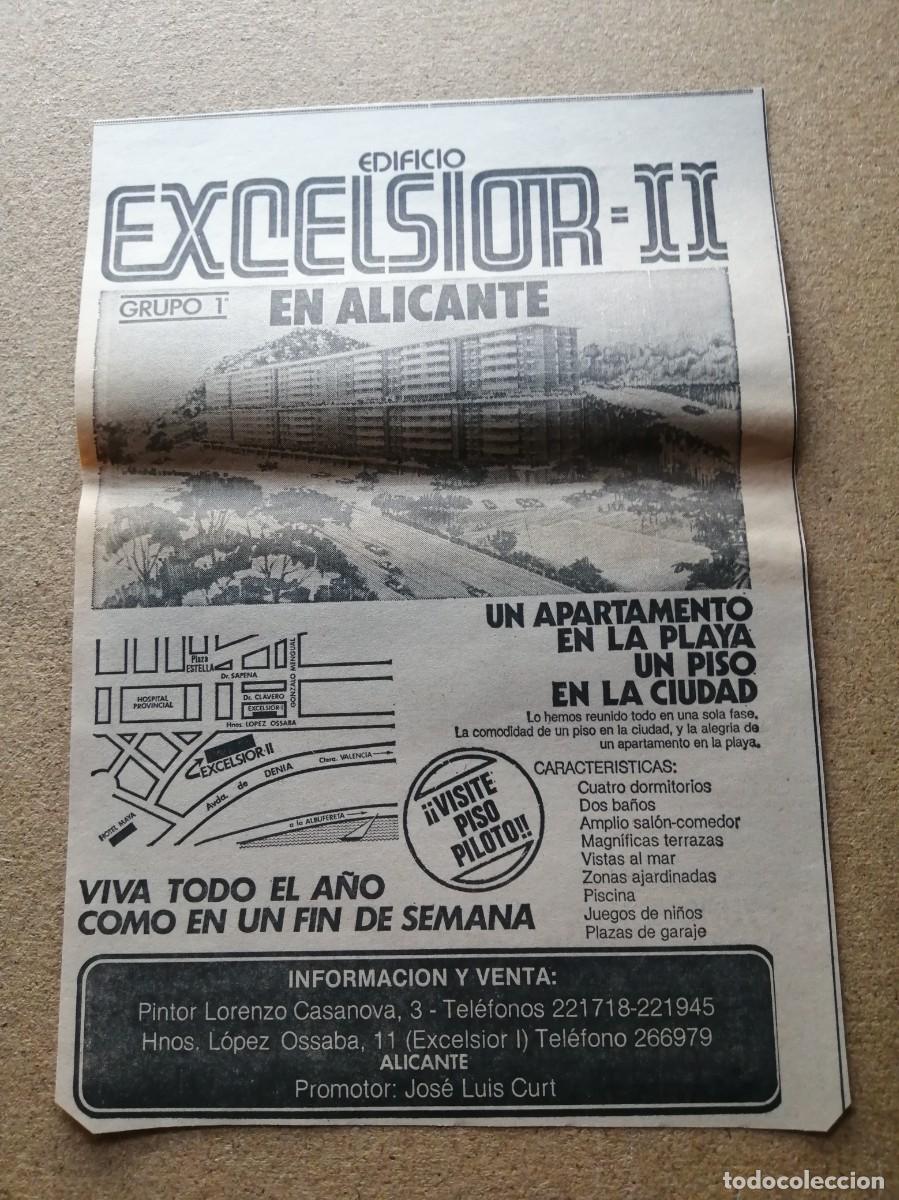 Otros art&iacute;culos de coleccionismo en papel: ANUNCIO. EDIFICIO EXCELSIOR II, ALICANTE - Foto 1