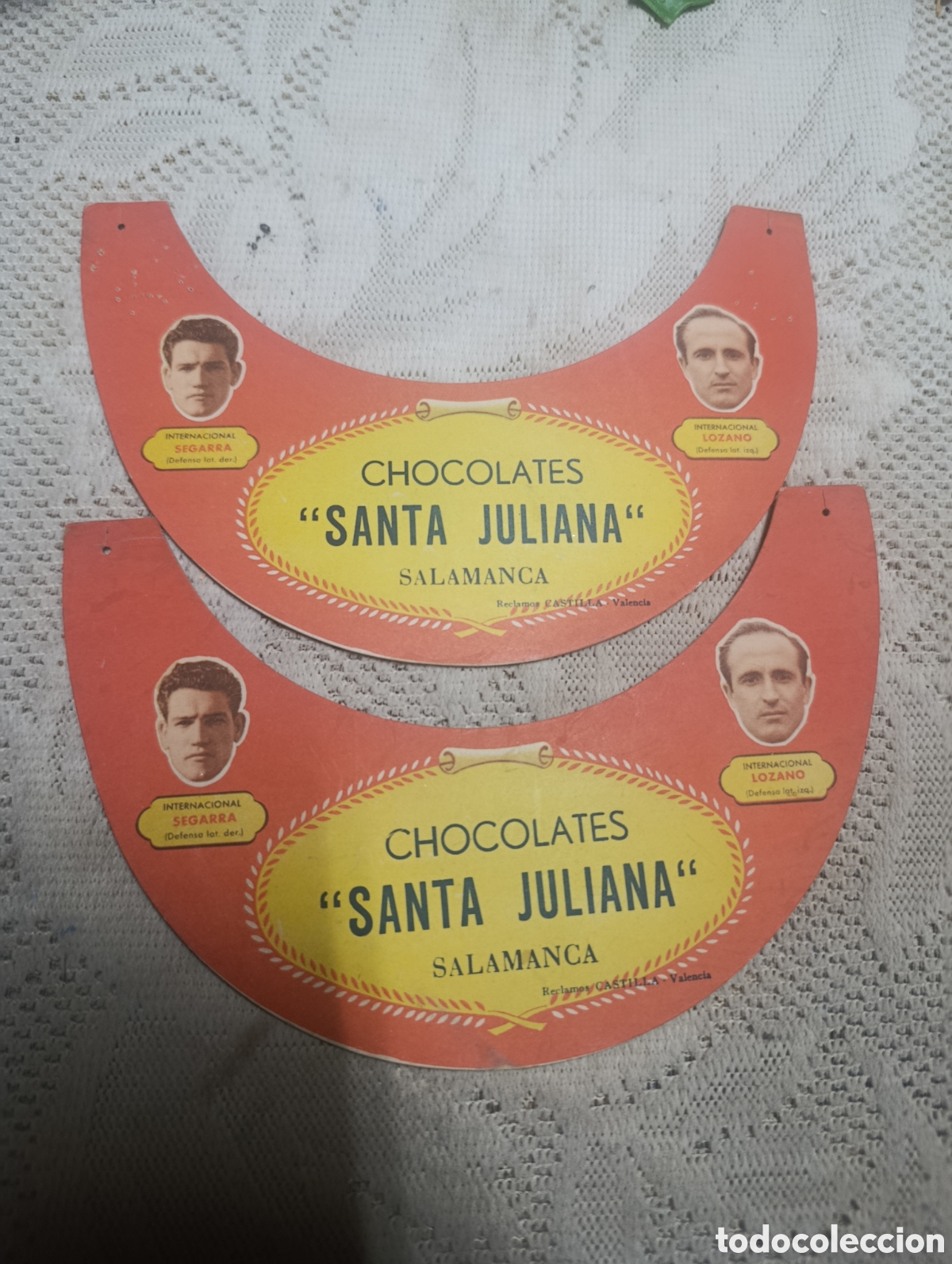 Otros art&iacute;culos de coleccionismo en papel: Pareja de viseras fabrica de chocolate Santa juliana salamanca.