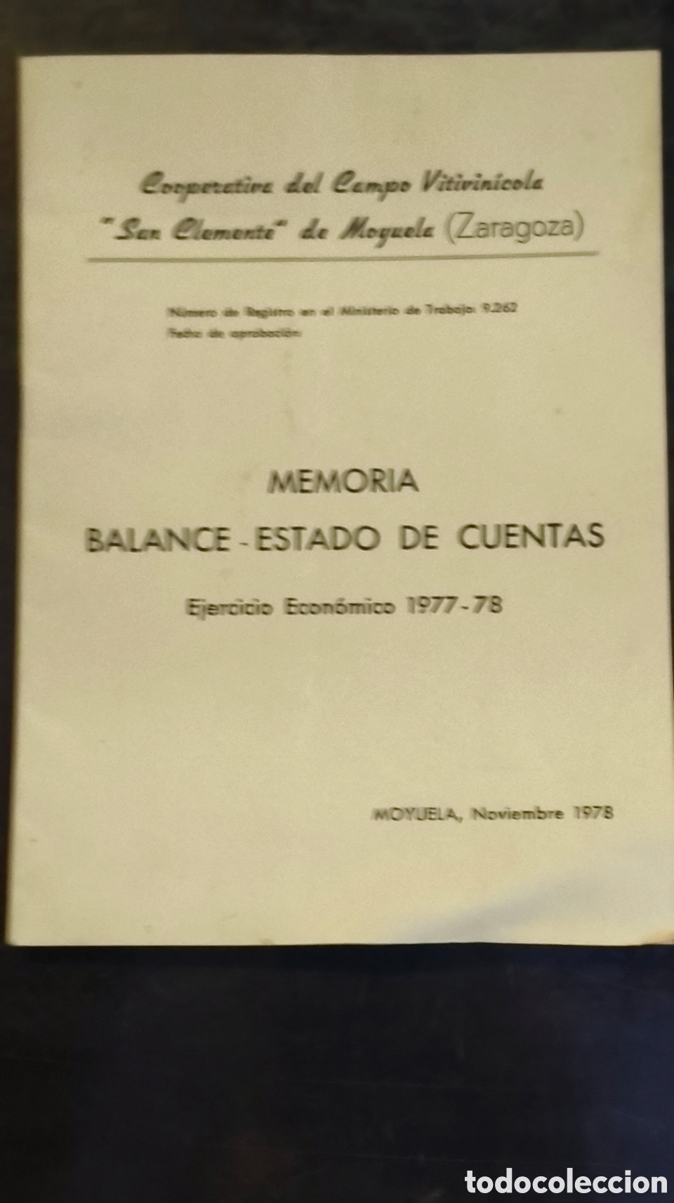Otros art&iacute;culos de coleccionismo en papel: Documento cooperativa san clemente Moyuela Zaragoza 1977