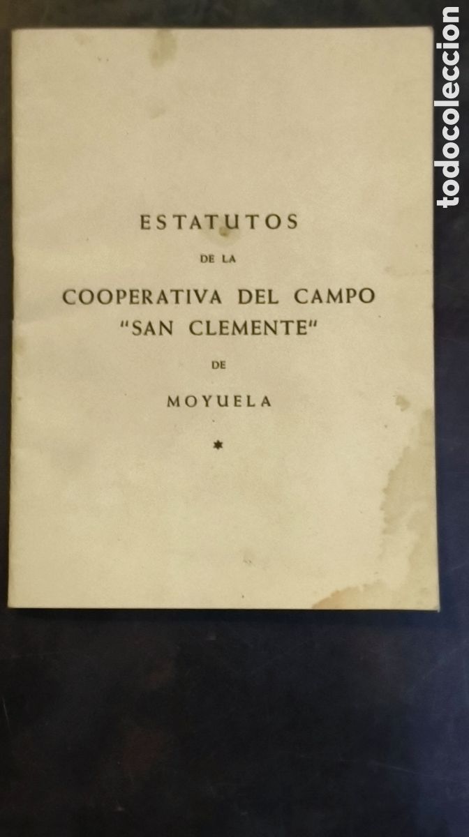 Otros art&iacute;culos de coleccionismo en papel: Estatutos cooperativa campo san clemente Moyuela Zaragoza
