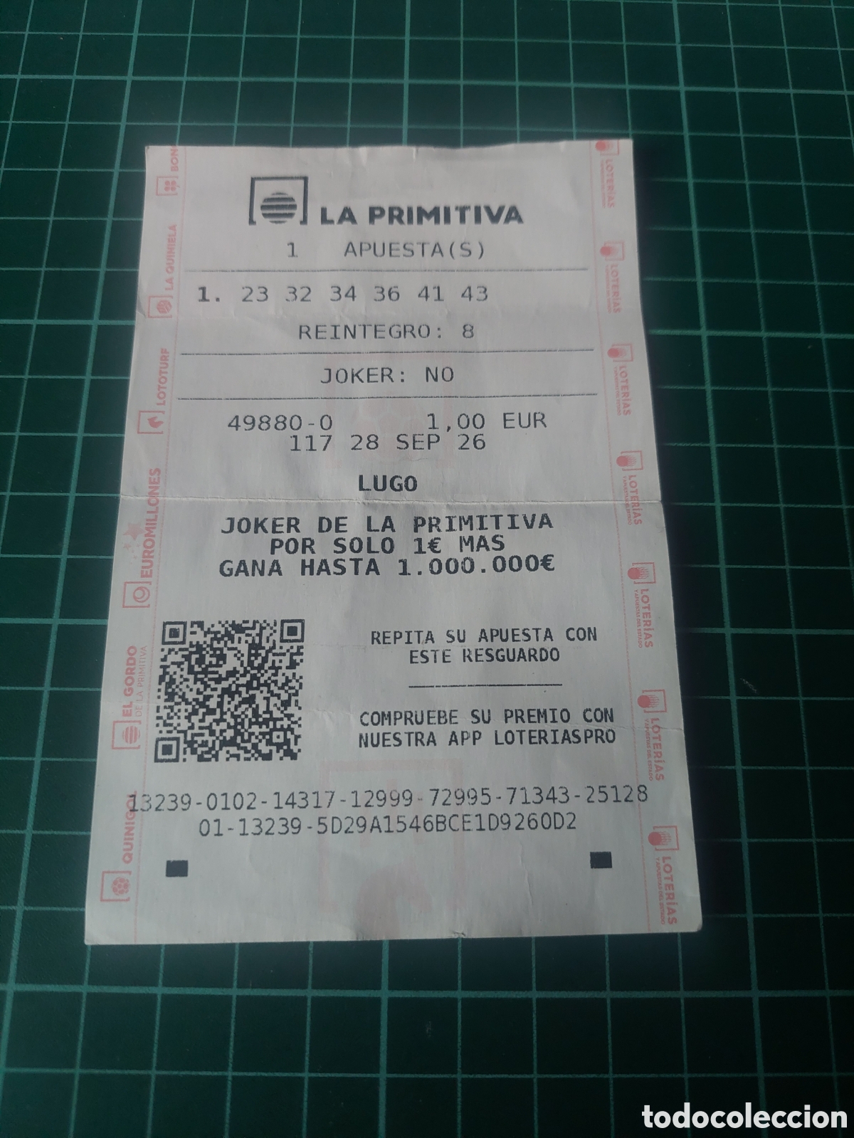 Otros art&iacute;culos de coleccionismo en papel: LUGO LA PRIMITIVA SEPTIEMBRE LOTER&Iacute;A NACIONAL