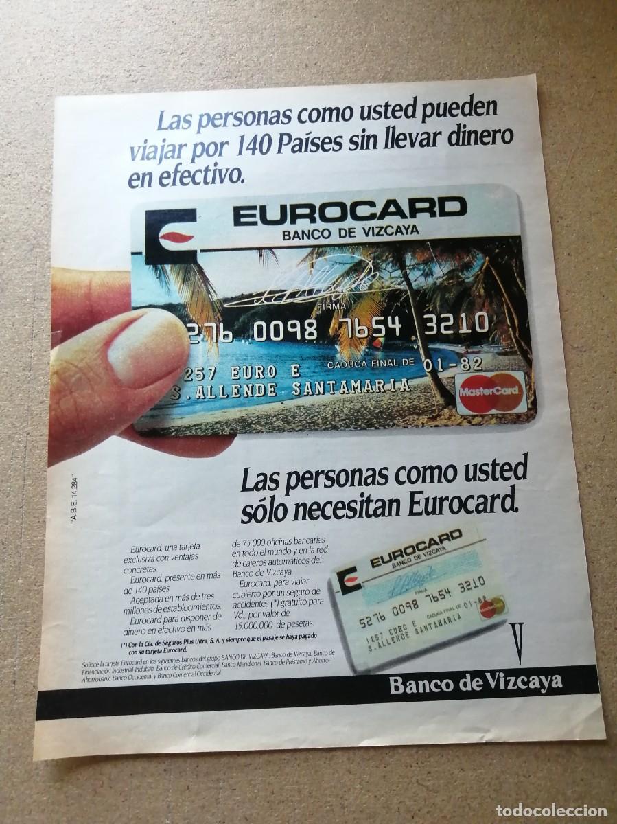 Otros art&iacute;culos de coleccionismo en papel: ANUNCIO. EUROCARD, BANCO DE VIZCAYA