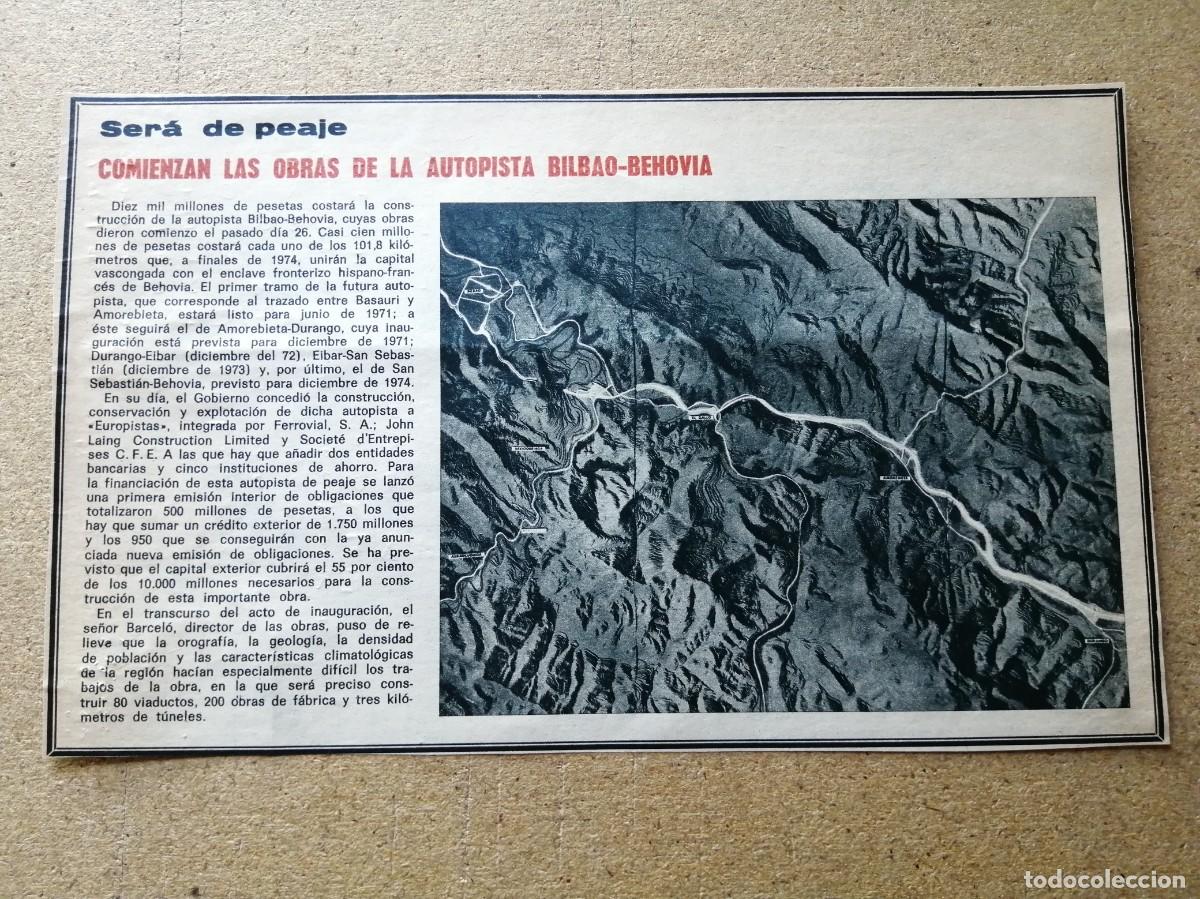 Otros art&iacute;culos de coleccionismo en papel: ARTICULO. COMIENZAN LAS OBRAS DE LA AUTOPISTA BILBAO - BEHOVIA