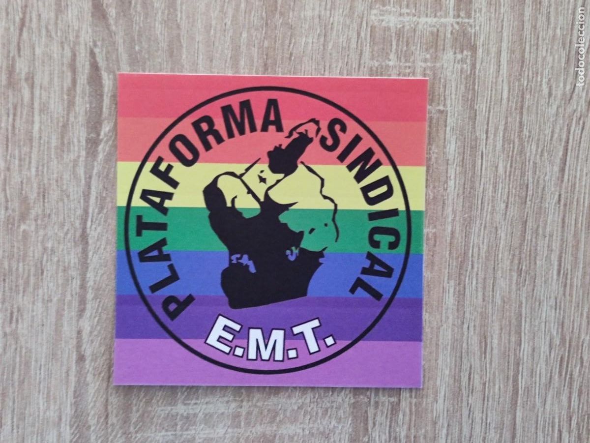 Sammelleidenschaft Andere Papierartikel: PEGATINA ADHESIVO - PLATAFORMA SINDICAL E.M.T. - SINDICATO AUTOBUSES MADRID GAY LGTBIQ+