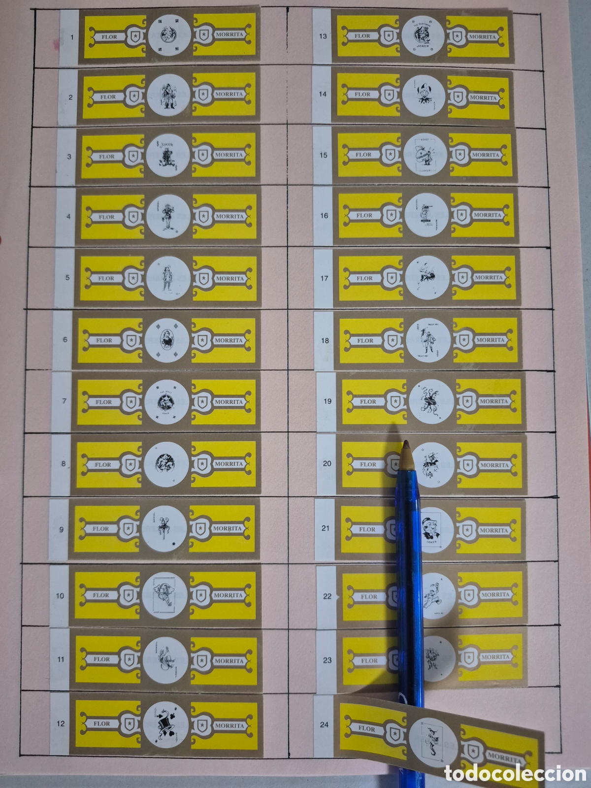 Otros art&iacute;culos de coleccionismo en papel: 24 VITOLAS FLOR MORRITA LOS JOKERS SERIE COMPLETA AMARILLO