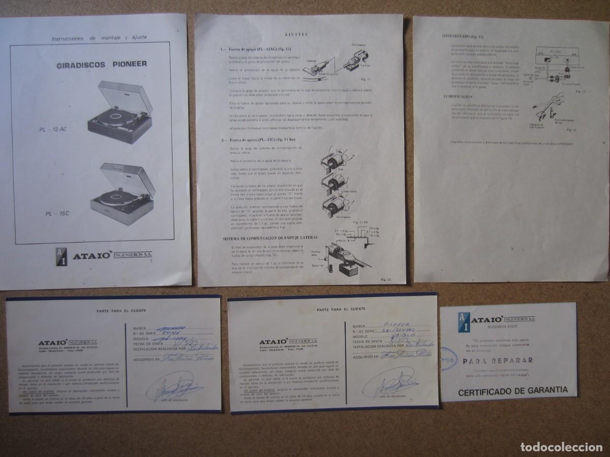 Otros art&iacute;culos de coleccionismo en papel: Manual Instrucciones y Documentacion Giradiscos Tocadiscos Pioneer Ataio Ingenieros