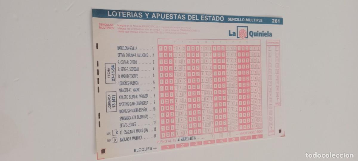 Otros art&iacute;culos de coleccionismo en papel: QUINIELA DE FUTBOL 1994 EL DE FOTO C-VA3
