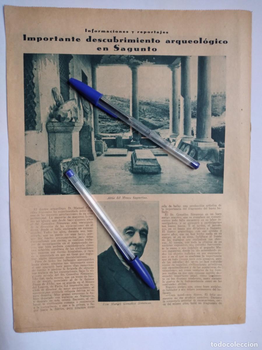 Otros art&iacute;culos de coleccionismo en papel: DAMA IB&Eacute;RICA SAGUNTO VALENCIA MANUEL GONZ&Aacute;LEZ SIMANCAS DESCUBRIMIENTO ARQUEOL&Oacute;GICO REPORTAJE 1935