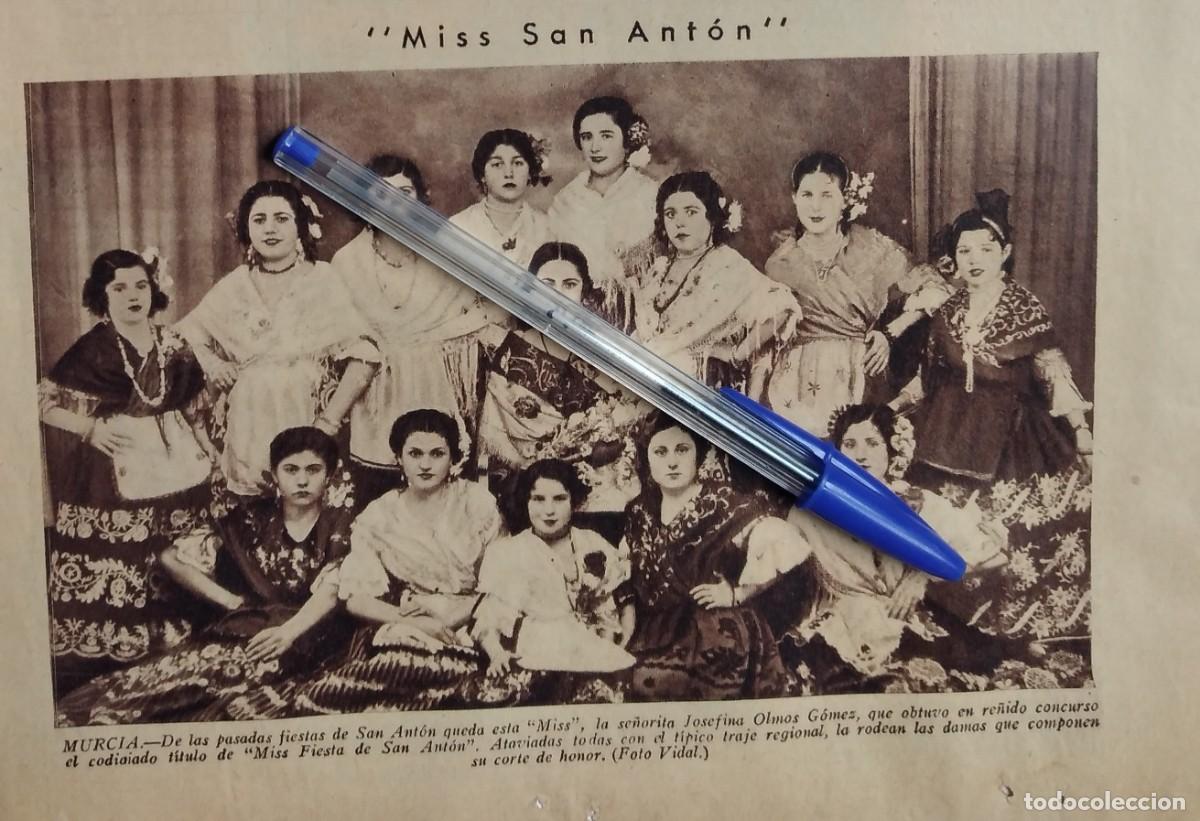 Otros art&iacute;culos de coleccionismo en papel: MURCIA JOSEFINA OLMOS G&Oacute;MEZ MISS FIESTA DE SAN ANTON Y DAMAS TRAJE REGIONAL RECORTE PRENSA 1935