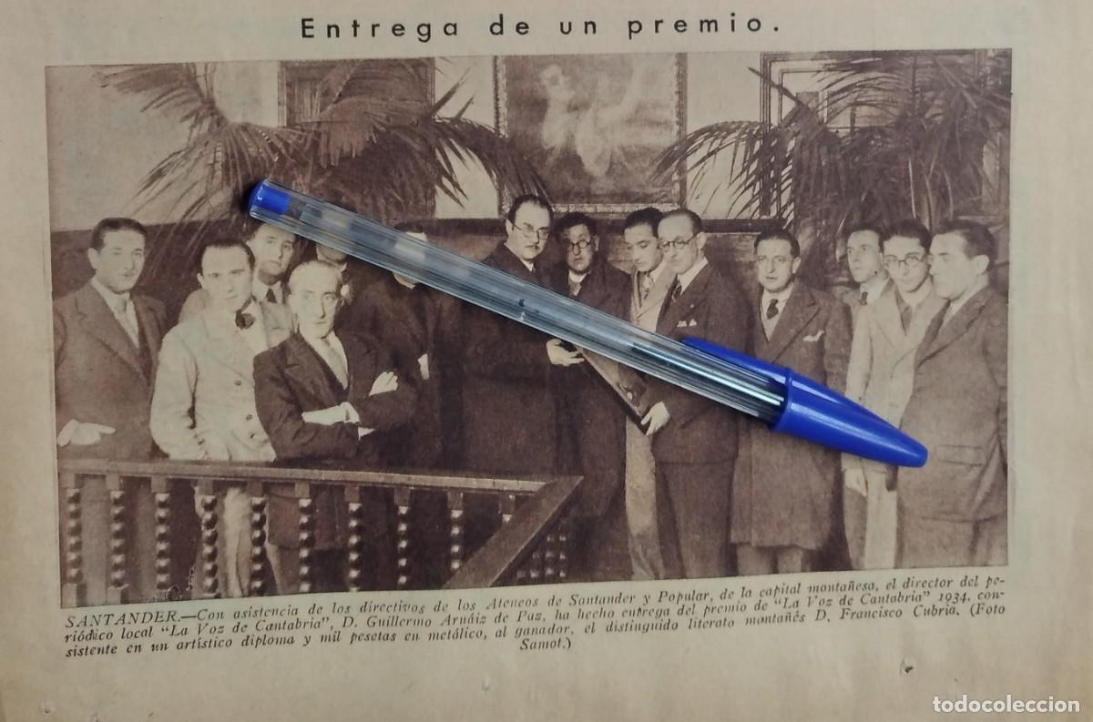 Otros art&iacute;culos de coleccionismo en papel: SANTANDER FRANCISCO CUBRIA SAINZ PREMIO LA VOZ DE CANTABRIA GUILLERMO ADURIZ DE PAZ DIRECTOR 1935