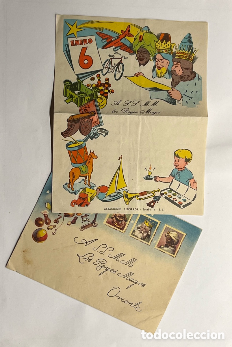 Otros art&iacute;culos de coleccionismo en papel: REYES MAGOS DE ORIENTE. Carta escrita a sus Majestades y sobre (a.1958)
