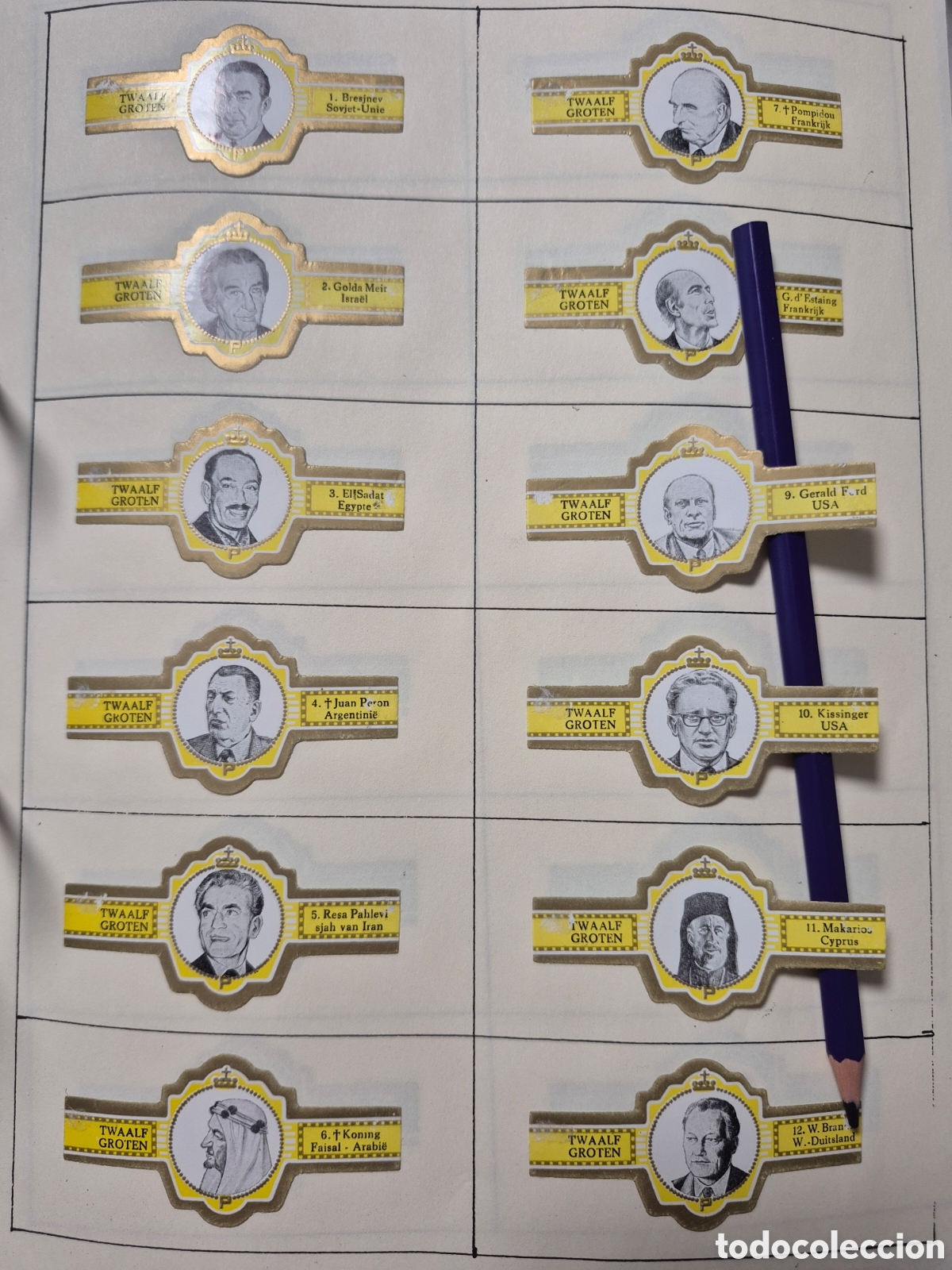 Otros art&iacute;culos de coleccionismo en papel: 12 VITOLAS PRINCIPAL PERSONAJES SERIE COMPLETA AMARILLO