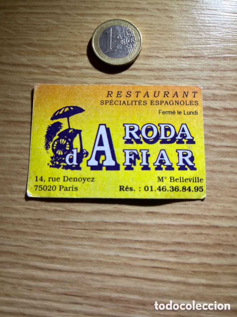 Otros art&iacute;culos de coleccionismo en papel: Tarjeta A RODA D&acute;AFIAR. Restaurant Par&iacute;s. Speciallit&egrave;s Espagnoles. Restaurante Espa&ntilde;ol en Par&iacute;s