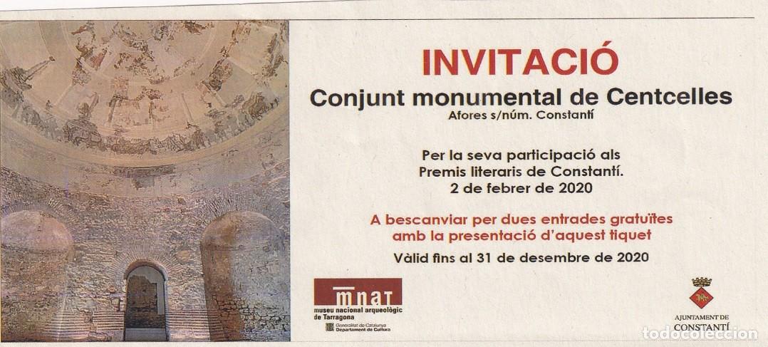 Otros art&iacute;culos de coleccionismo en papel: 2020 Invitaci&oacute; Conjunt monumental de Centelles per la participaci&oacute; als Premis literaris de Constant&iacute;