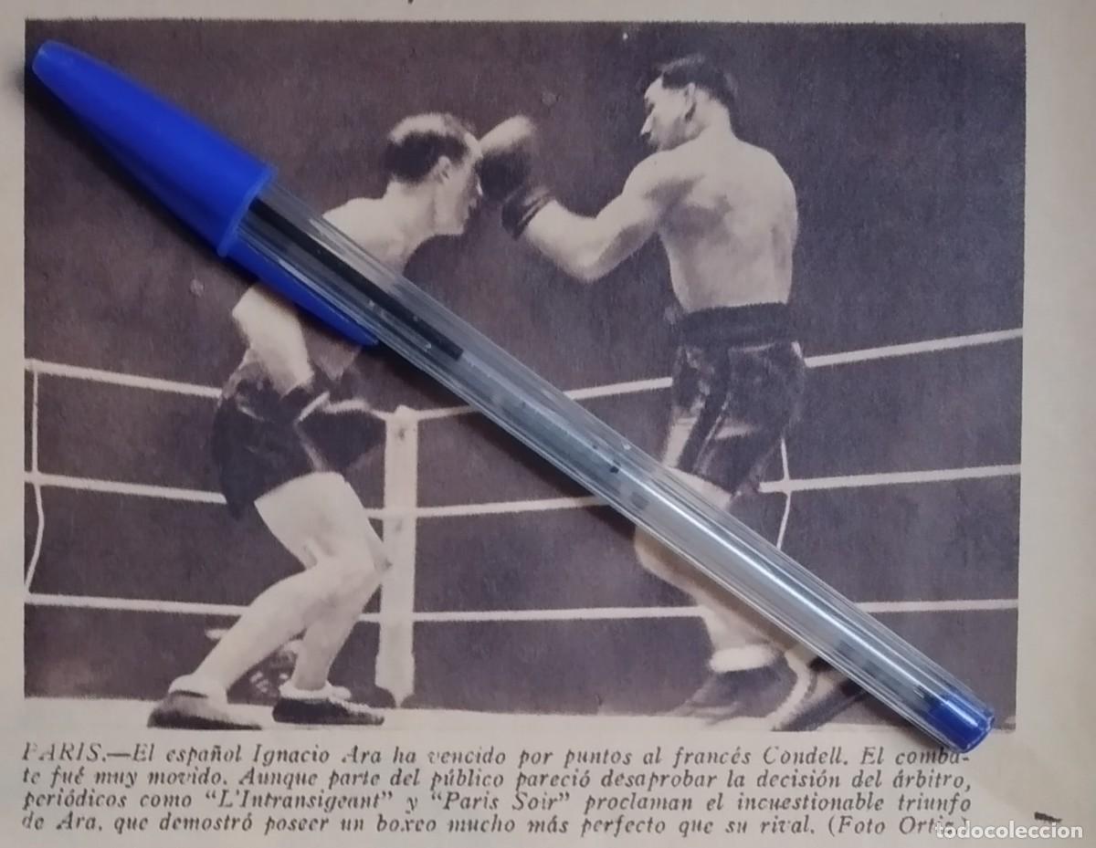 Otros art&iacute;culos de coleccionismo en papel: BOXEO IGNACIO ARA VENCE EN PAR&Iacute;S AL BOXEADOR DE FRANCIA CONDELL COMBATE RECORTE PRENSA A&Ntilde;O 1935