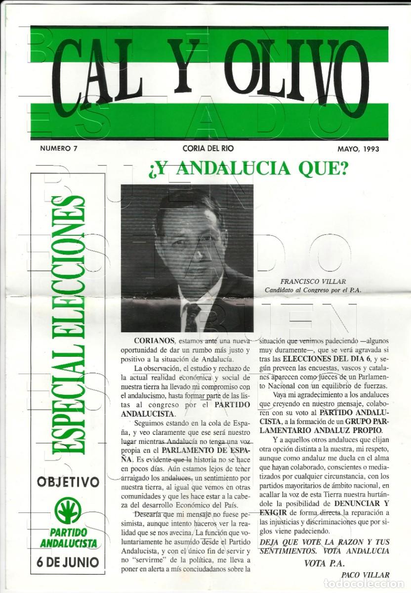 Otros art&iacute;culos de coleccionismo en papel: 1993 PARTIDO ANDALUCISTA PROPAGANDA ELECTORAL DIPTICO GRANDE 32CMS M32
