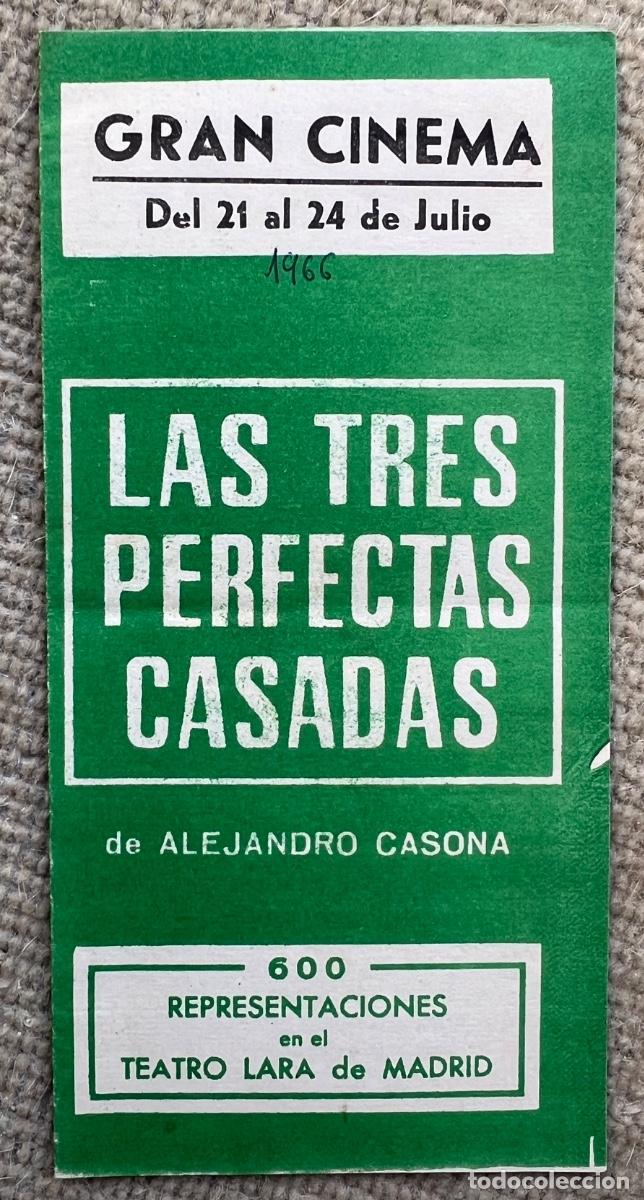 Otros art&iacute;culos de coleccionismo en papel: Programa de Las Tres Perfectas de Alejandro Casona - Gran Cinema (Teatro)- Santander, 1966