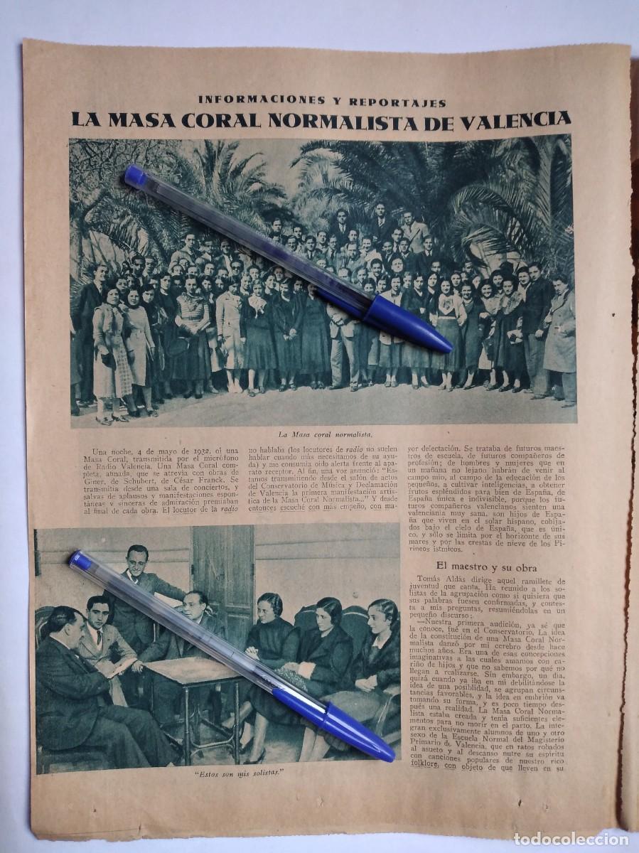 Otros art&iacute;culos de coleccionismo en papel: LA MASA CORAL NORMALISTA DE VALENCIA TOM&Aacute;S ALD&Aacute;S DIRECTOR REPORTAJE DOS P&Aacute;GINAS PRENSA A&Ntilde;O 1935