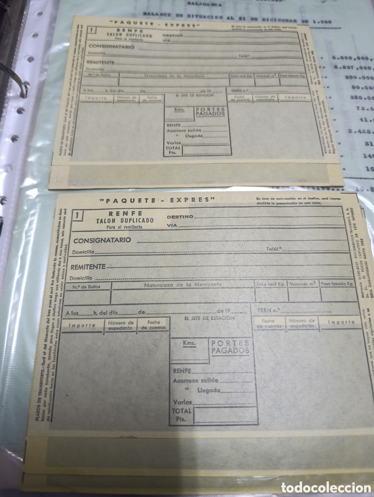 Otros art&iacute;culos de coleccionismo en papel: Lote de 2 impresos envio paquete expr&eacute;s Renfe a&ntilde;os 60-70