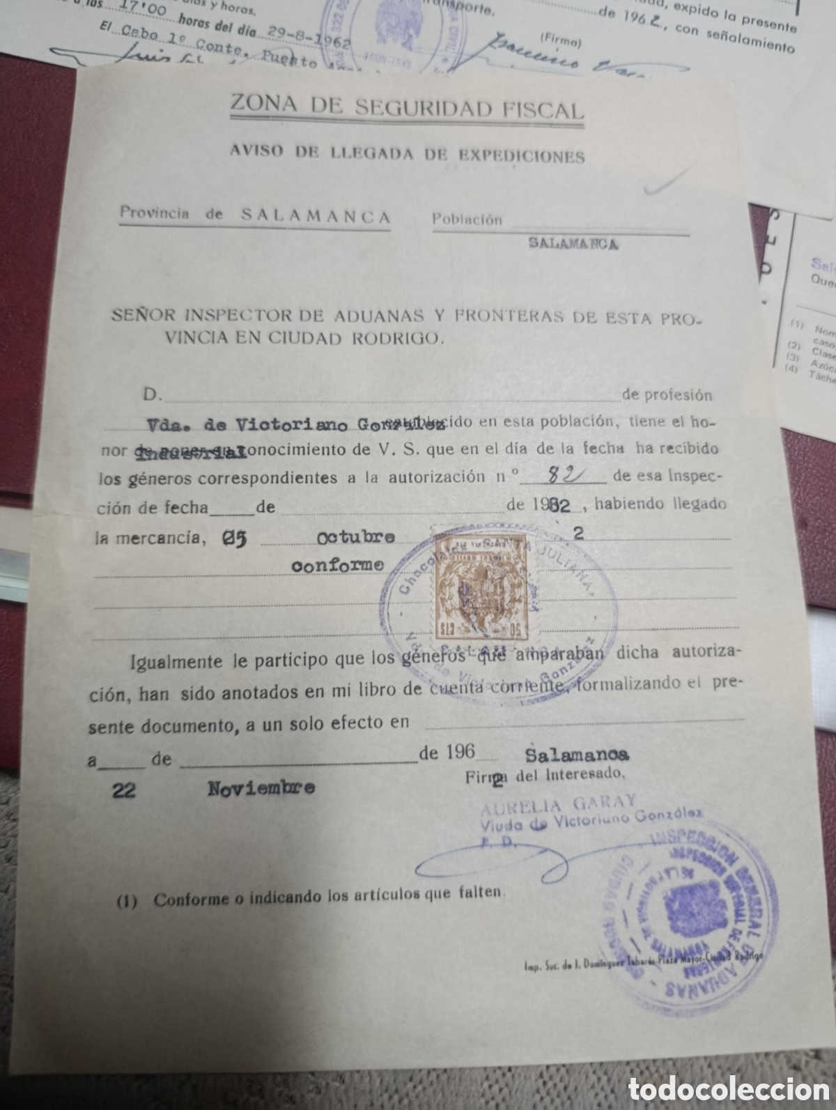 Otros art&iacute;culos de coleccionismo en papel: Lote de 3 documentos aduanas chocolate Santa Juliana.