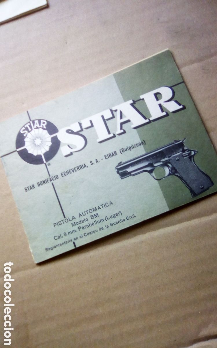 Otros art&iacute;culos de coleccionismo en papel: Manual pistola Star. Autom&aacute;tica modelo BM, cal. 9 mm. Parabellum (Luger). Star Bonifacio Echevarr&iacute;a,
