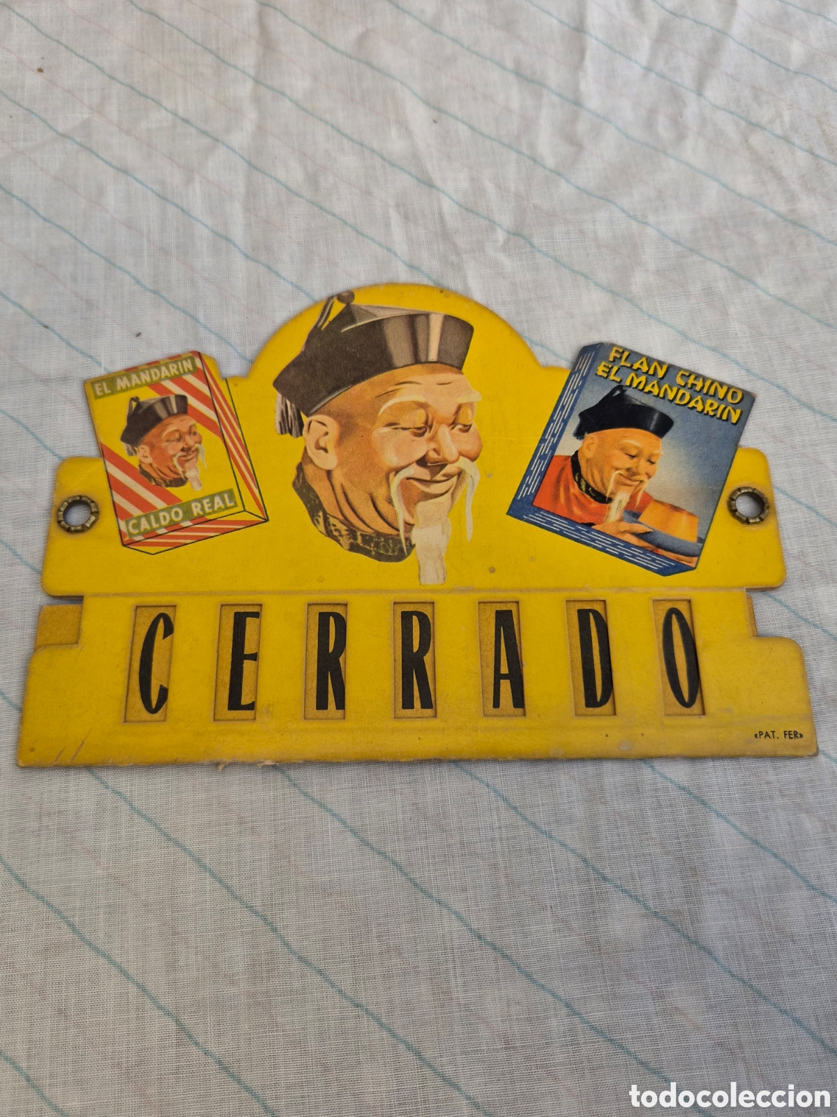 Otros art&iacute;culos de coleccionismo en papel: ANTIGUO CARTEL LETRERO PUBLICITARIO CERRADO ORIGINAL FLAN CHINO EL MANDARIN A&Ntilde;OS 60 19X14