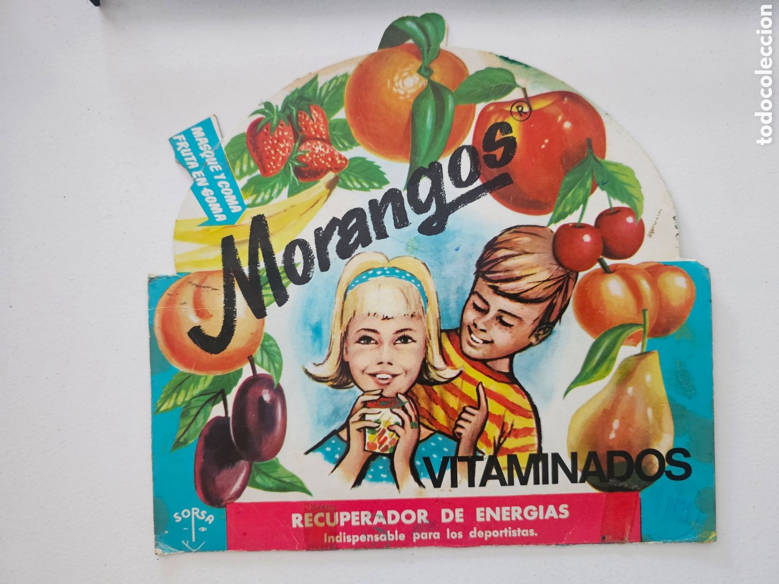 Otros art&iacute;culos de coleccionismo en papel: Antiguo cartel publicitario Morangos Sorsa recuperador energias 1960 publicidad