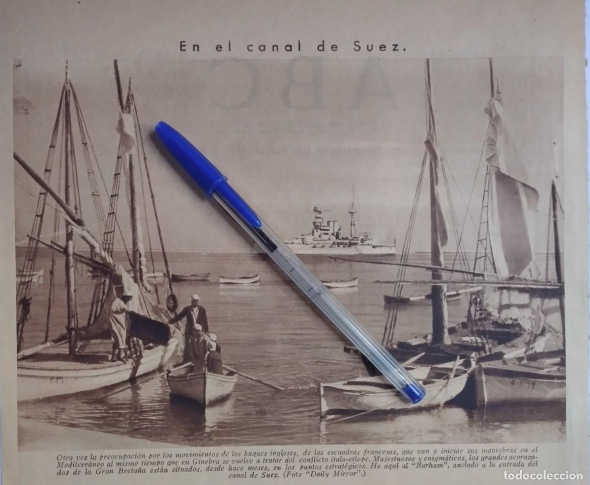 Otros art&iacute;culos de coleccionismo en papel: BARHAM ACORAZADO BUQUE INGL&Eacute;S INGLATERRA ANCLADO ENTRADA CANAL DE SUEZ RECORTE PRENSA A&Ntilde;O 1936
