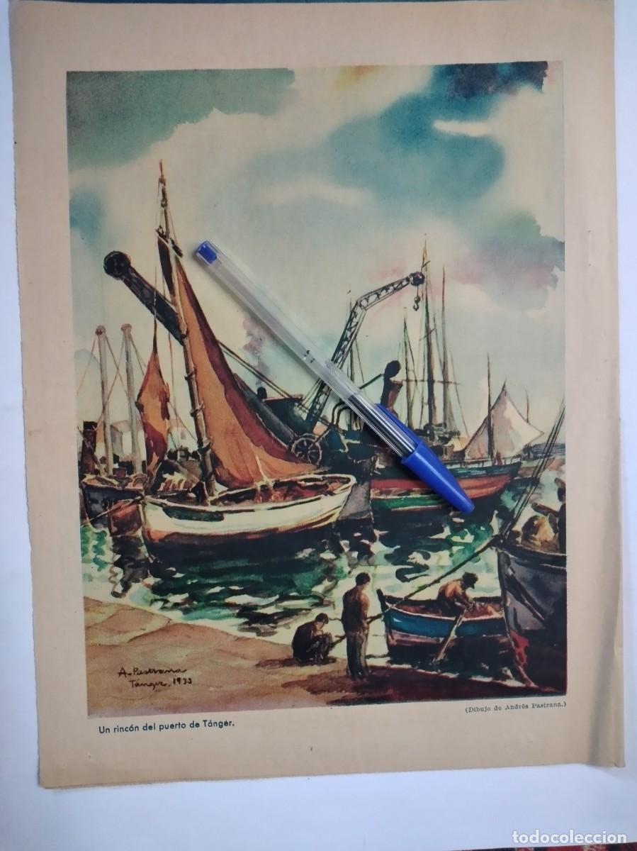 Otros art&iacute;culos de coleccionismo en papel: UN RINC&Oacute;N DEL PUERTO DE T&Aacute;NGER DIBUJO DE ANDR&Eacute;S PASTRANA HOJA PRENSA A&Ntilde;O 1936