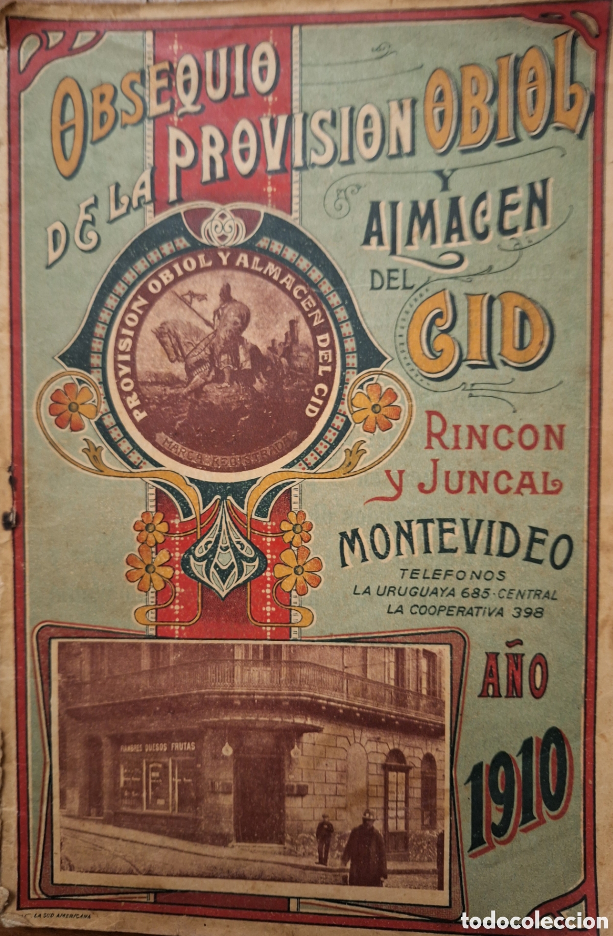 Otros art&iacute;culos de coleccionismo en papel: ALMANAQUE 1910 PROVISION OBIOL ALMACEN DEL CID CALLES RINCON Y JUNCAL HOY FARMACIA PIGALLE CIELMAR