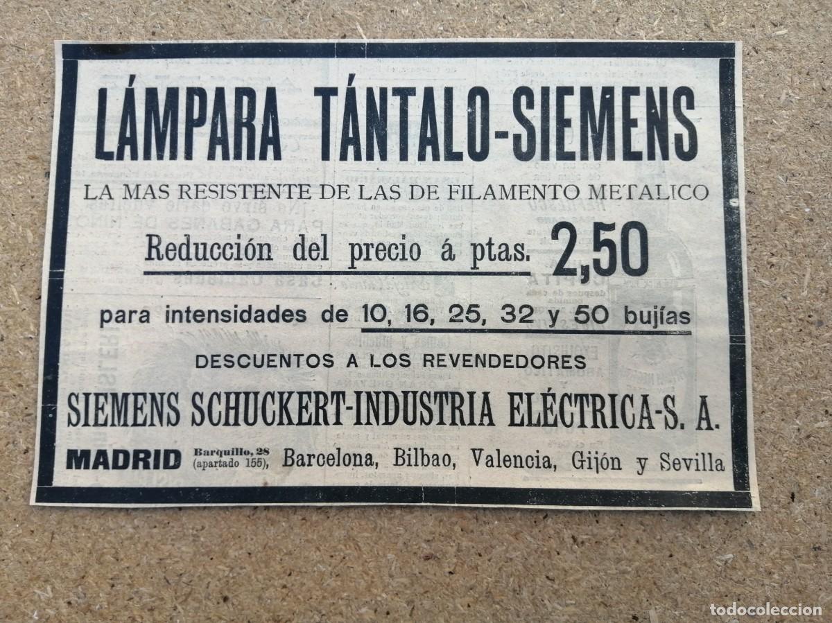Otros art&iacute;culos de coleccionismo en papel: ANUNCIO. LAMPARA TANTALO - SIEMENS