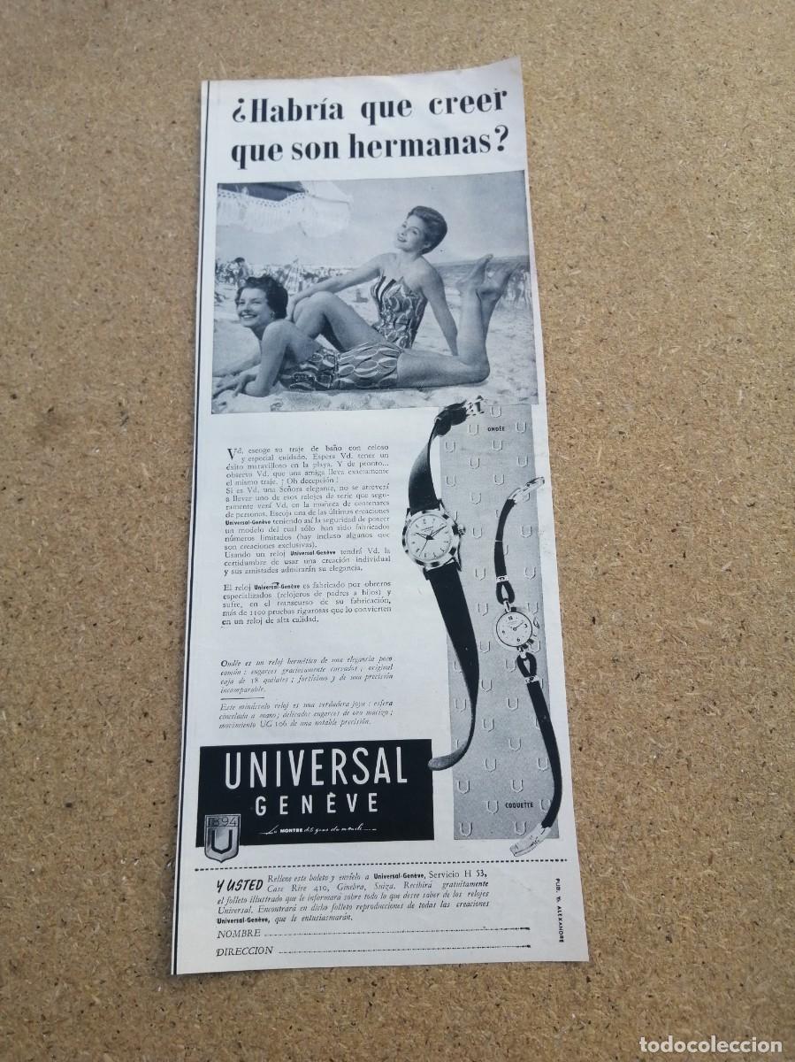 Otros art&iacute;culos de coleccionismo en papel: ANUNCIO. UNIVERSAL GENEVE