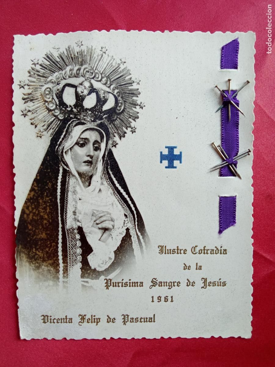 Otros art&iacute;culos de coleccionismo en papel: Recordatorio religioso castell&oacute;n. Ilustre cofrad&iacute;a de la Pur&iacute;sima sangre de Jes&uacute;s 1961 P.2-133