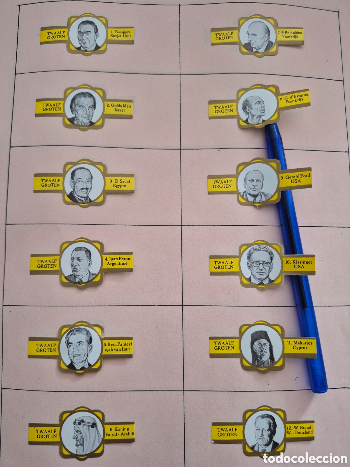Otros art&iacute;culos de coleccionismo en papel: 12 VITOLAS TWAALF GROTEN LOS DOCE GRANDES SERIE COMPLETA AMARILLO