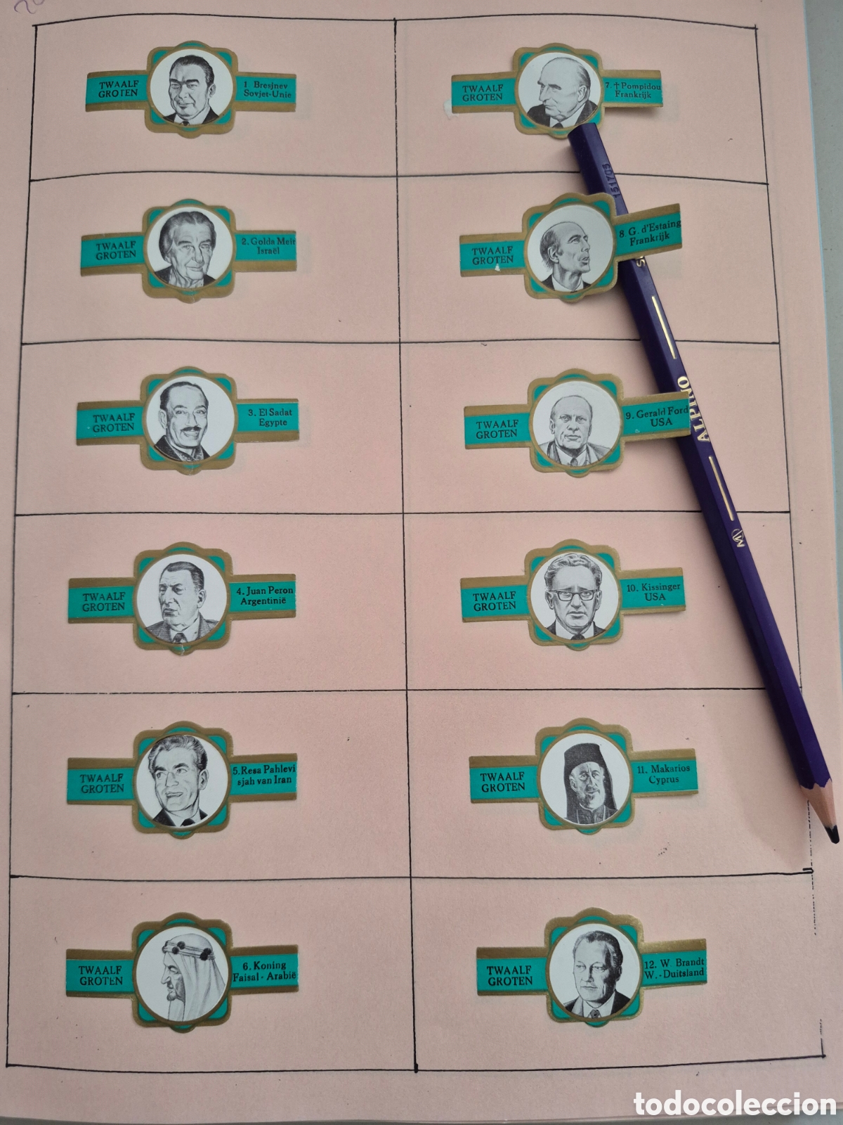 Otros art&iacute;culos de coleccionismo en papel: 12 VITOLAS TWAALF GROTEN LOS DOCE GRANDES SERIE COMPLETA VERDE
