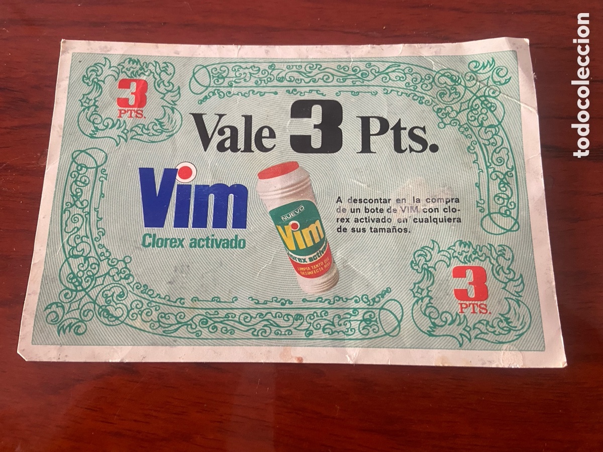 Otros art&iacute;culos de coleccionismo en papel: VIM Vale canjeable a&ntilde;os 70 de 3 pesetas