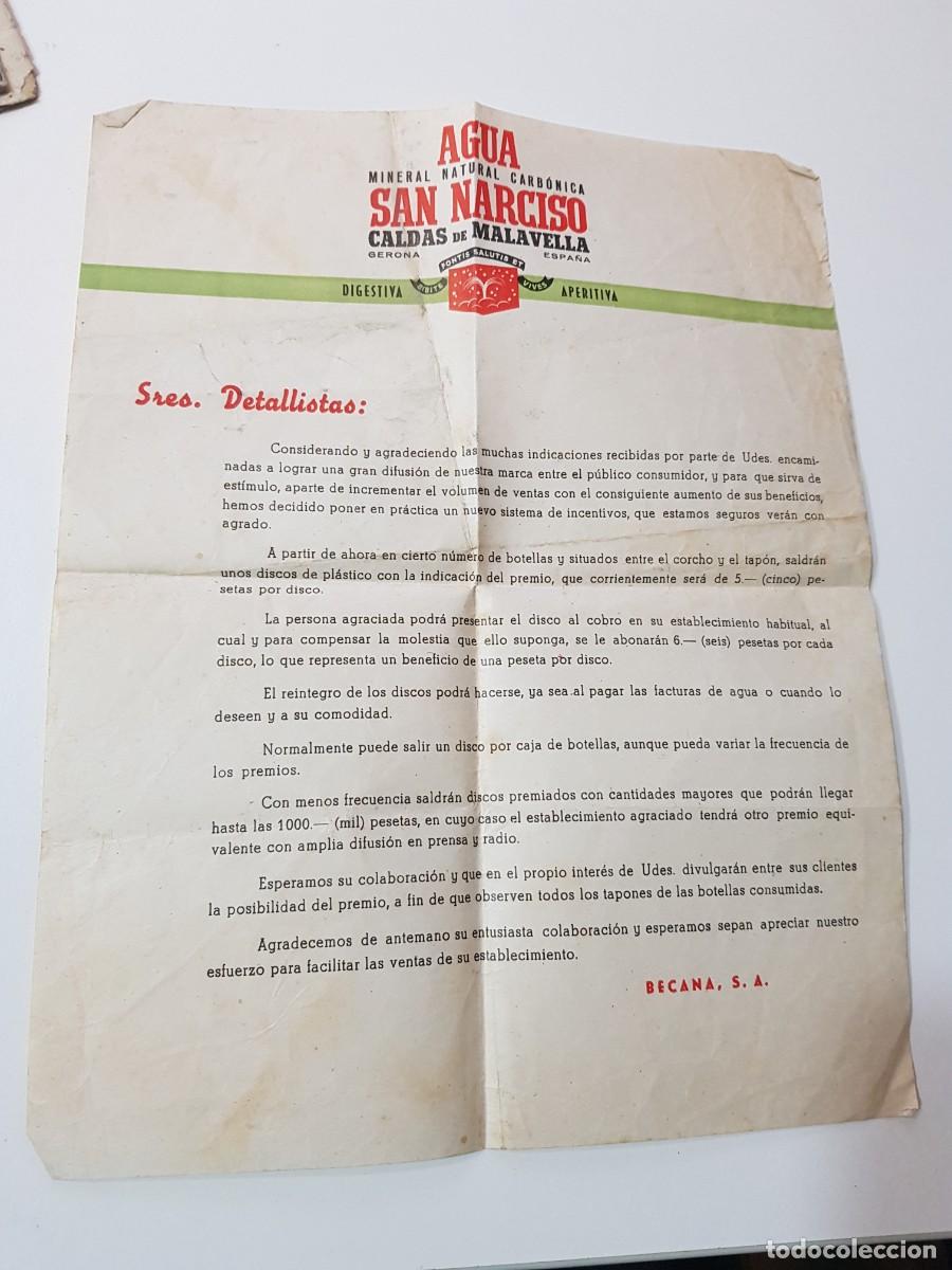 Otros art&iacute;culos de coleccionismo en papel: HOJA ANTIGUA AGUA MINERAL SAN NARCISO CALDAS DE MALAVELLA GERONA