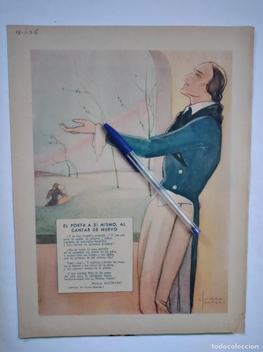 Otros art&iacute;culos de coleccionismo en papel: MANUEL MACHADO EL POETA A SI MISMO AL CANTAR DE NUEVO POES&Iacute;A DIBUJO VIERA SPARZA HOJA PRENSA 1936