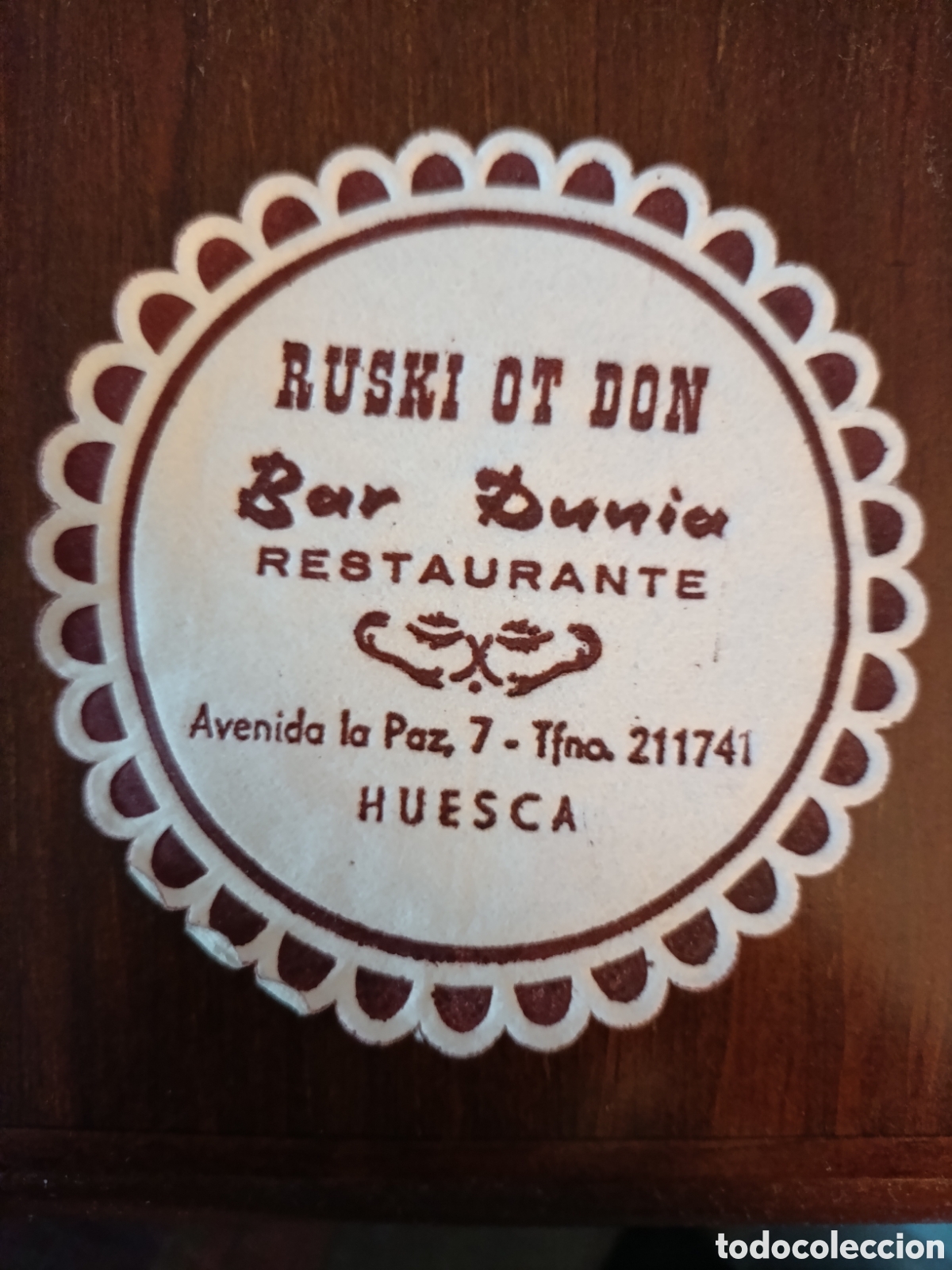 Otros art&iacute;culos de coleccionismo en papel: RUSKI OT DON BAR DUNIA RESTAURANTE HUESCA [ ETIQUETA A&Ntilde;OS 40-50 ]