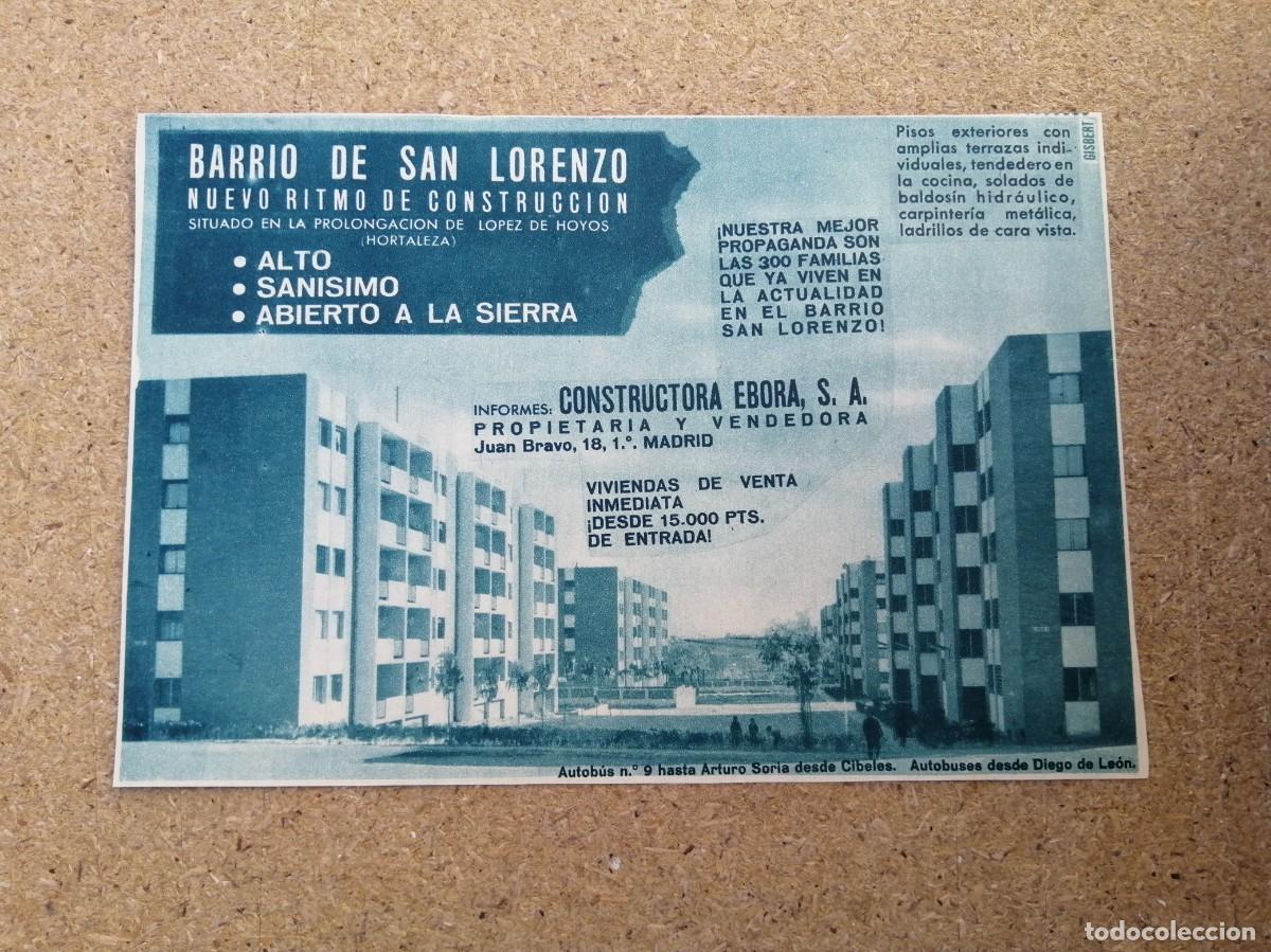 Otros art&iacute;culos de coleccionismo en papel: ANUNCIO. BARRIO DE SAN LORENZO, NUEVO RITMO DE CONTRUCCION (MADRID)