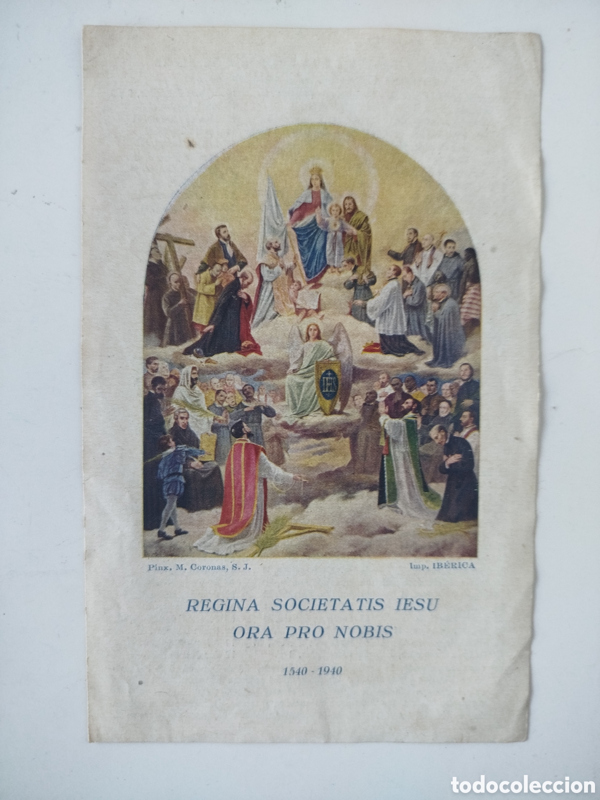 Otros art&iacute;culos de coleccionismo en papel: ESTAMPA REGINA SOCIETATIS IESU ORA PRO NOBIS. 1540-1940.